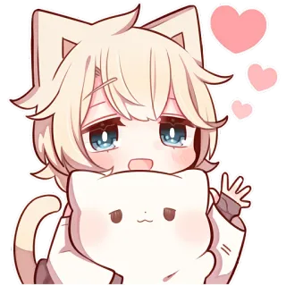👋 anime, cat, kawaii, cute, sticker, heart, cartoon telegram sticker