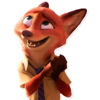 😊 Nick Wilde Zootopia Dibujos animados, Zorro, Animal, Sonrisa, Personaje, Disney telegram sticker