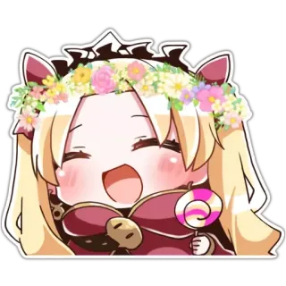 🥰 Anime, Dessin animé, Chibi, Mignon, Couronne de fleurs, Sucette, Kawaii telegram sticker
