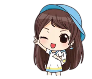 👆 Garota anime, Chibi, Bonito, Desenho animado, Ilustração, Personagem, Adesivo telegram sticker
