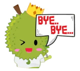 😉 BYE.. BYE... Durian, Kreskówka, Owoc, Machanie, Pa, Do widzenia telegram sticker