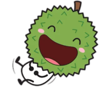 🤣 owoce, durian, postać, słodki, szczęśliwy telegram sticker