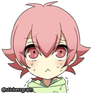😥 @stickerzgram Аниме, Чиби, Милый, Рыжие Волосы, Пот, Нервный, Каваий telegram sticker