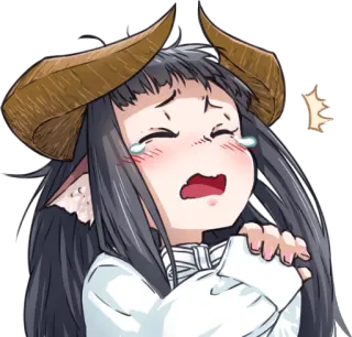 😢 アニメ, 女の子, 泣く, モンスター, 悲しい, 涙, 角 telegram sticker