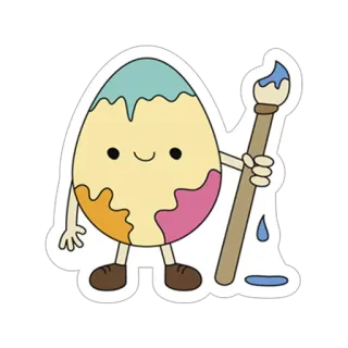 🥚 egg, painting, cartoon, easter, brush, cute whatsapp sticker