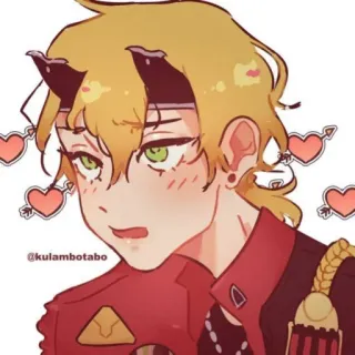 🐕 @kulambotabo アニメ, ハート, カートゥーン, ファンアート, 金髪 telegram sticker