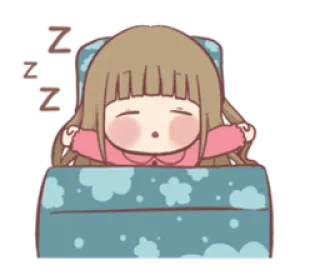 😴 Z Z Z sono, dormindo, menina, cama, desenho animado, descanso telegram sticker