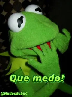 😨 Que medo! Kermit, frog, scared, fear, puppet, meme telegram sticker