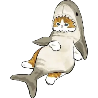 😌 кот, акула, животное, милый, костюм telegram sticker