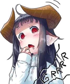 🤤 GRRR anime girl, demon, horns, monster, cartoon, cute, angry telegram sticker