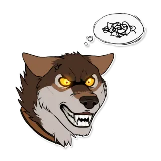 😡 wolf, angry, cartoon, animal, illustration, teeth telegram sticker