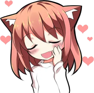 😍 Anime, Neko, Kawaii, Corações, Fofo, Adesivo telegram sticker