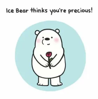 ❤️ Ice Bear We Bare Bears Ice Bear thinks you're precious! Eisbär, We Bare Bears, süß, Bär, wertvoll, Cartoon, herzerwärmend, Blume whatsapp sticker
