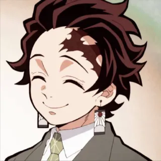 🔳 Tanjiro Kamado Demon Slayer 애니메이션, 귀멸의 칼날, 탄지로, 카마도 탄지로, 웃음, 캐릭터 telegram sticker