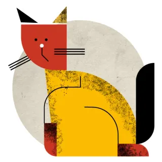 🙄 chat, géométrique, abstrait, animal, moderne, art, autocollant whatsapp sticker