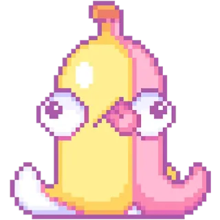 🍌 hoạt hình, hình minh họa, dễ thương, pixel art, nhân vật chuối telegram sticker