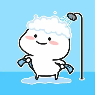 🚿 mandi, kartun, imut, gelembung, busa, mencuci, bersih whatsapp sticker
