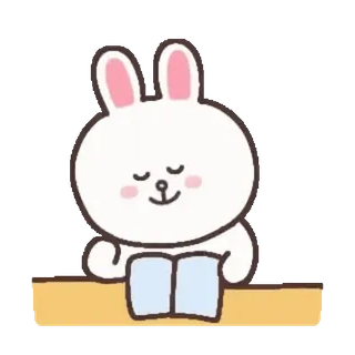 🐻 coniglio, leggere, libro, carino, coniglietto, animale, cartone animato whatsapp sticker