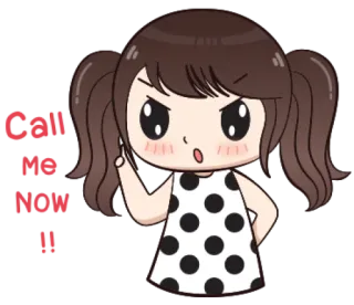 🙈 Call me NOW !! desenho animado, menina, irritada, exigente, chamada whatsapp sticker
