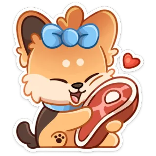 🥩 anjing, daging, kartun, lucu, hewan, hewan peliharaan whatsapp sticker