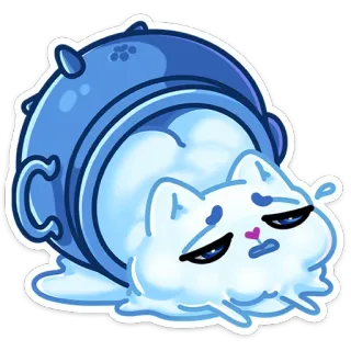 🥶 gato, leche derramada, triste, berrinche, gatito, azul, blanco telegram sticker