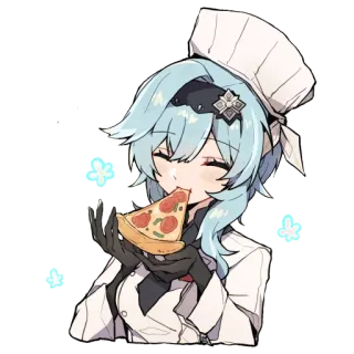 🍕 Eula Genshin Impact Anime, Genshin Impact, Eula, Pizza, Szef kuchni, Postać telegram sticker