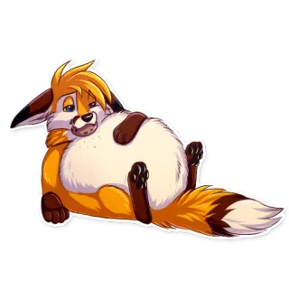 🍩 Furry, Renard, Anthropomorphe, Dessin animé, Animal, Personnage, Couché, Détendu telegram sticker