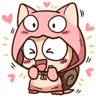 ❤ Kartun, Lucu, Binatang, Kawaii, Hati, Stiker whatsapp sticker