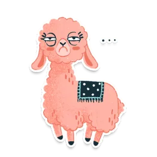 😐 lama, dier, schattig, sticker, roze, cartoon telegram sticker