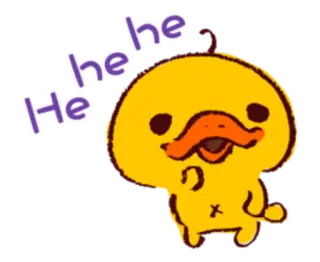 😂 he he He pato, dibujos animados, lindo, amarillo, animal telegram sticker