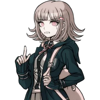 😤 Chiaki Nanami Danganronpa anime, video game, cute, female, school uniform, chiaki nanami telegram sticker