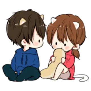 🙄 Anime, Dessin animé, Couple, Kawaii, Amour, Mignon telegram sticker