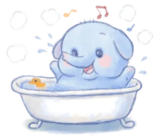 🍯 Elefant, Badewanne, Quietscheente, Cartoon, Niedlich, Baby, Bad telegram sticker