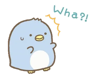 🤍 Wha?! niedlich, Pinguin, schockiert, blau, Frage, Cartoon telegram sticker