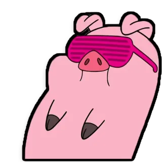 🐷 Waddles Gravity Falls pig, cartoon, sunglasses, Waddles, Gravity Falls telegram sticker