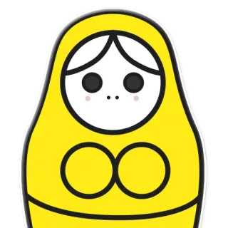 😄 Poupée russe, Matriochka, Poupée gigogne, Jaune, Dessin animé, Jouet, Traditionnel telegram sticker