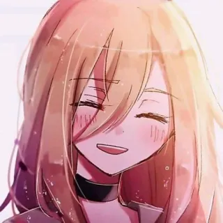 💞 anime, girl, smiling, cartoon, blonde hair, cute, choker telegram sticker
