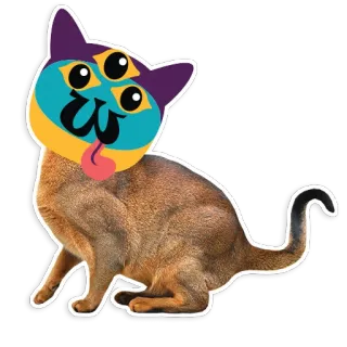 😜 Katze, Tier, Maske, Aufkleber, lustig, Cartoon, Illustration telegram sticker