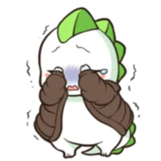 😖 chorando, triste, kawaii, anime, planta, dinossauro whatsapp sticker