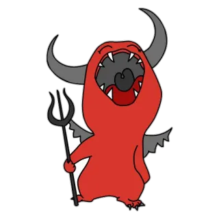 😯 Devil teufel, cartoon, dämon, hörner, mistgabel telegram sticker