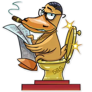 😎 585 アヒル, トイレ, 葉巻, 読書, 新聞, 漫画, 面白い telegram sticker