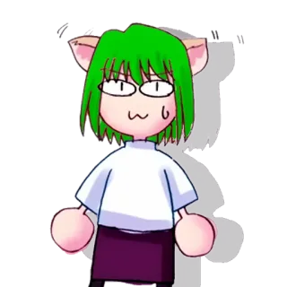 😰 Anime, Fille chat, Cheveux verts, Kawaii, Manga whatsapp sticker