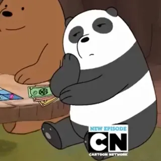 😒 Panda We Bare Bears NEW EPISODE мультфильм, панда, медведь, милый, Cartoon Network, анимация whatsapp sticker