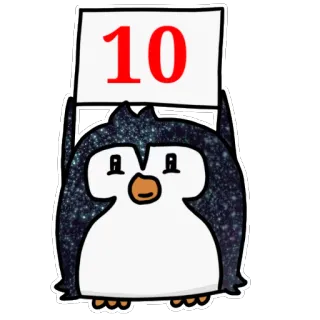🔟 10 pingüino, número, diez, lindo, animal, pájaro telegram sticker
