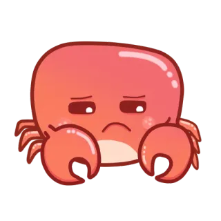 😒 caranguejo, triste, fofo, desenho animado, animal, criatura marinha, emoji telegram sticker