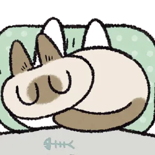 🛌 cat, sleeping, pillow, cute, cartoon, siamese, fishbone telegram sticker