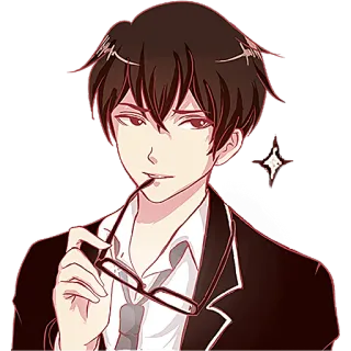 😉 Anime, Manga, Karakter, Kacamata, Pria, Jas telegram sticker