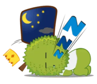 🌙 śpiący, durian, król, noc, kreskówka, śpiący telegram sticker
