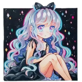 💫 アニメガール, かわいい, 可愛い, マンガ, イラスト, デジタルアート, キラキラ, 星 telegram sticker