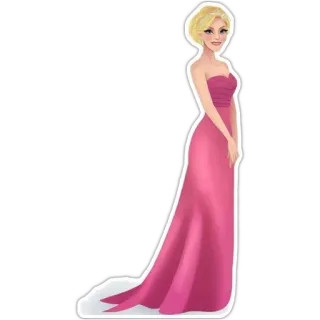☺️ Frau, Kleid, Rosa, Blond, Festlich, Abendkleid, Cartoon, Porträt telegram sticker